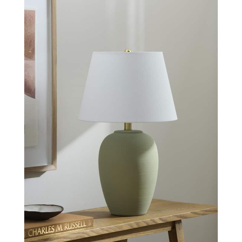Livabliss Matera Traditional Accent Table Lamp - Green/Cream
