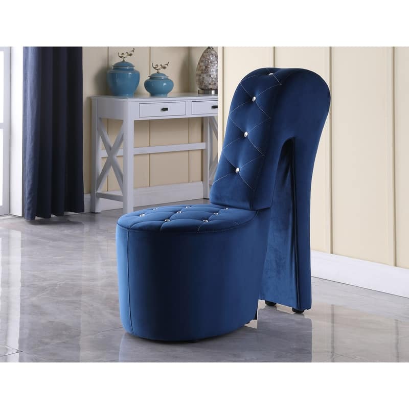 Best Master Furniture High Heel Shoe Upholstered Lounge Chair - Blue (Velvet)