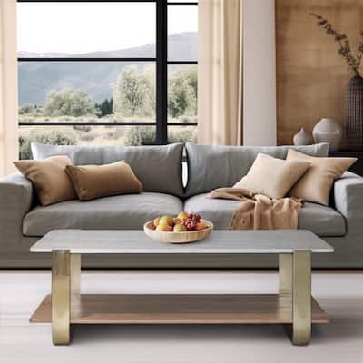 Sagebrook Home Modern Glam 17" Marble Top Rectangle Coffee Table - 48"x23"x17"