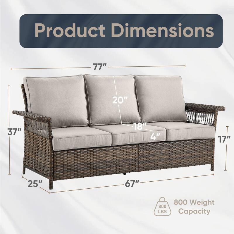 Pocassy Outdoor Swivel Chairs with Sofa Chair Ottoman and Table Set