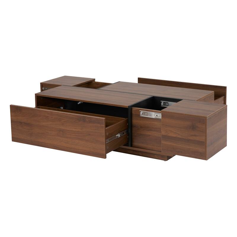 Rectangular Sliding Top Coffee Table With 2 Drawers And 2 Hidden Storage