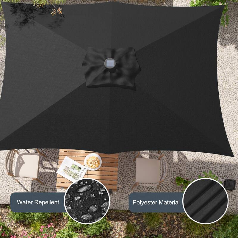 LIVOOSUN 6x9Ft LED Patio Umbrella Weather Resistant Table Umbrella