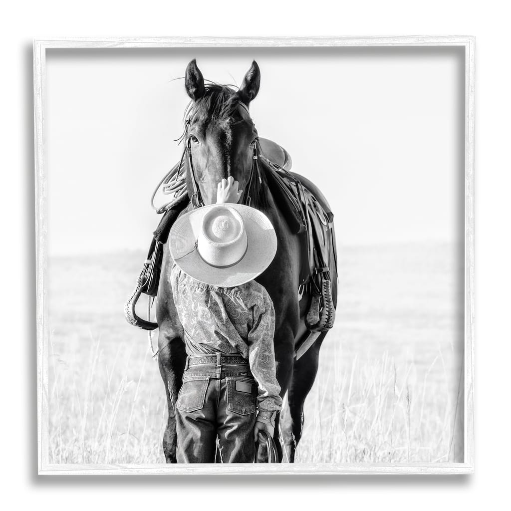 Stupell Cowboy Petting Horse Framed Giclee Art Design by PBurchettePhoto