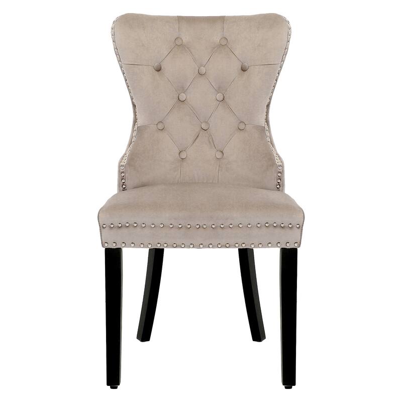 Grandview Tufted Wingback Dining Chair (Set of 4) with Nailhead and Ring Pulls