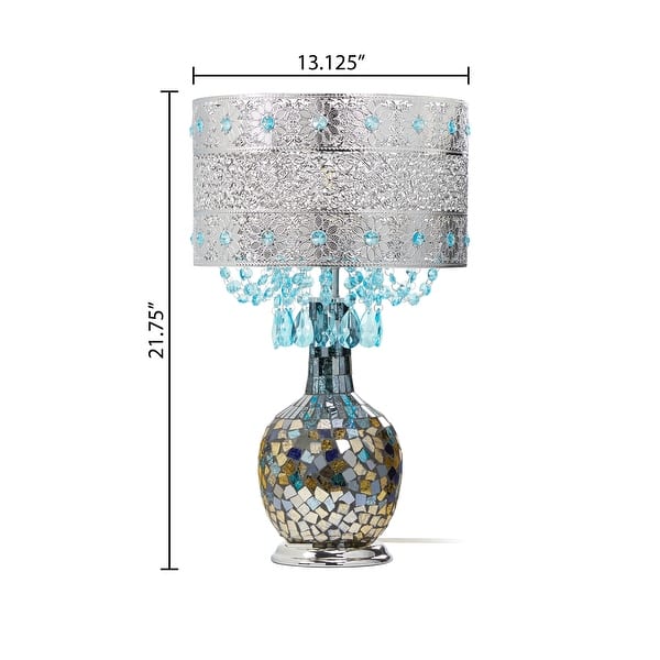 River of Goods Mattei Jeweled Metal Shade with Mosaic Base Table Lamp