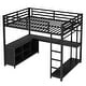 preview thumbnail 5 of 9, Full Size Loft Bed with L-shaped Desk, Built-In Wardrobe and Storage Shelves, Metal Bed Frame with Guardrails for Esports, Work