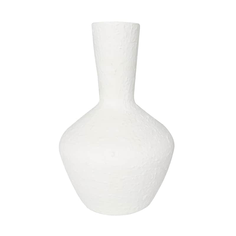 White Glass Textured Decorative Vase with Various Sizes (Set of 2)