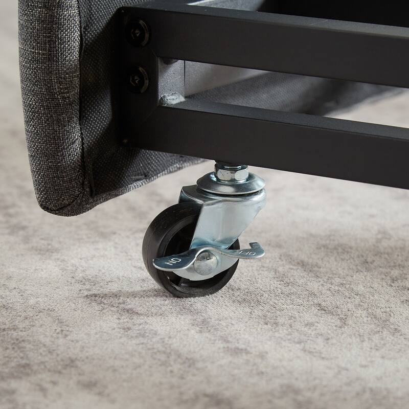 Grey Metal Daybed with Trundle, Twin Size, Space-Saving Design