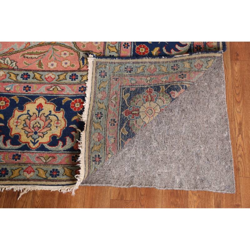Hand Knotted Oriental 100% Wool Carpet Traditional Medallion Beige & Ivories Tabriz Area Rug - 12' 11'' X 10' 0''