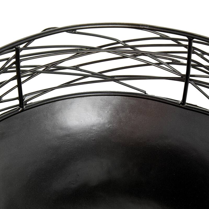 Metal Abstract Intertwined Wire Decorative Bowl with Solid Matte Base - Set of 2 Black - Roche River Decor