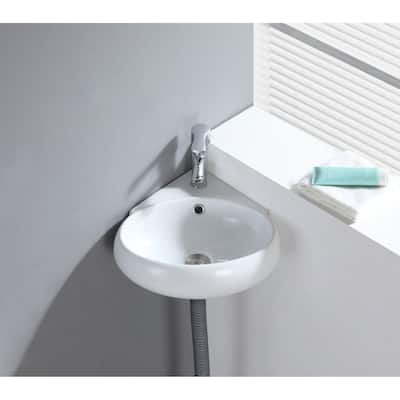Kingston Brass Minim Ceramic Corner Bathroom Sink