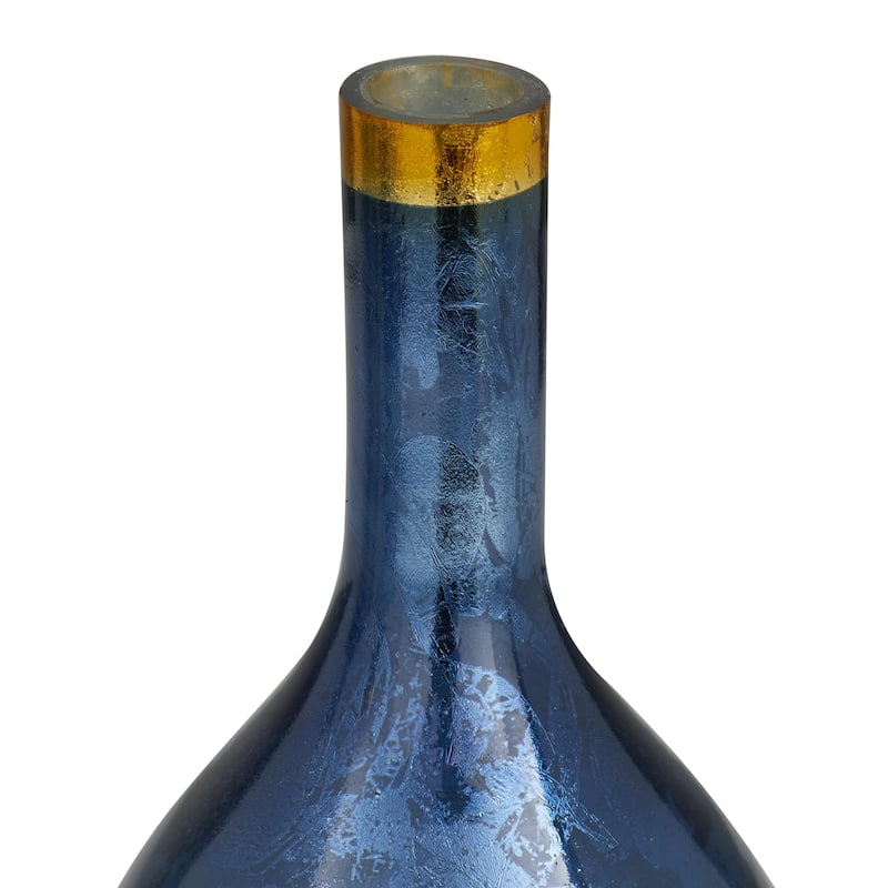 Glass Decorative Vase with Gold Rim - Set of 3 White, Blue or Black - Roche River Decor