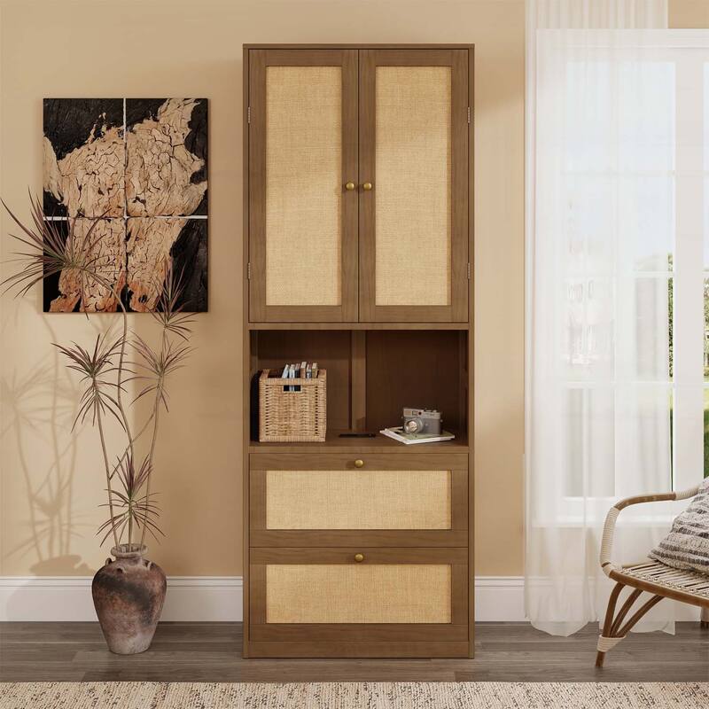 2 Doors Storage Cabinet with USB Port and 3 Drawers,Ideal for Modern Storage and Aesthetic Appeal