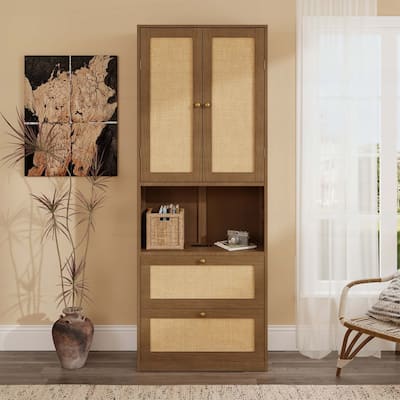2 Doors Storage Cabinet with USB Port and 3 Drawers,Ideal for Modern Storage and Aesthetic Appeal