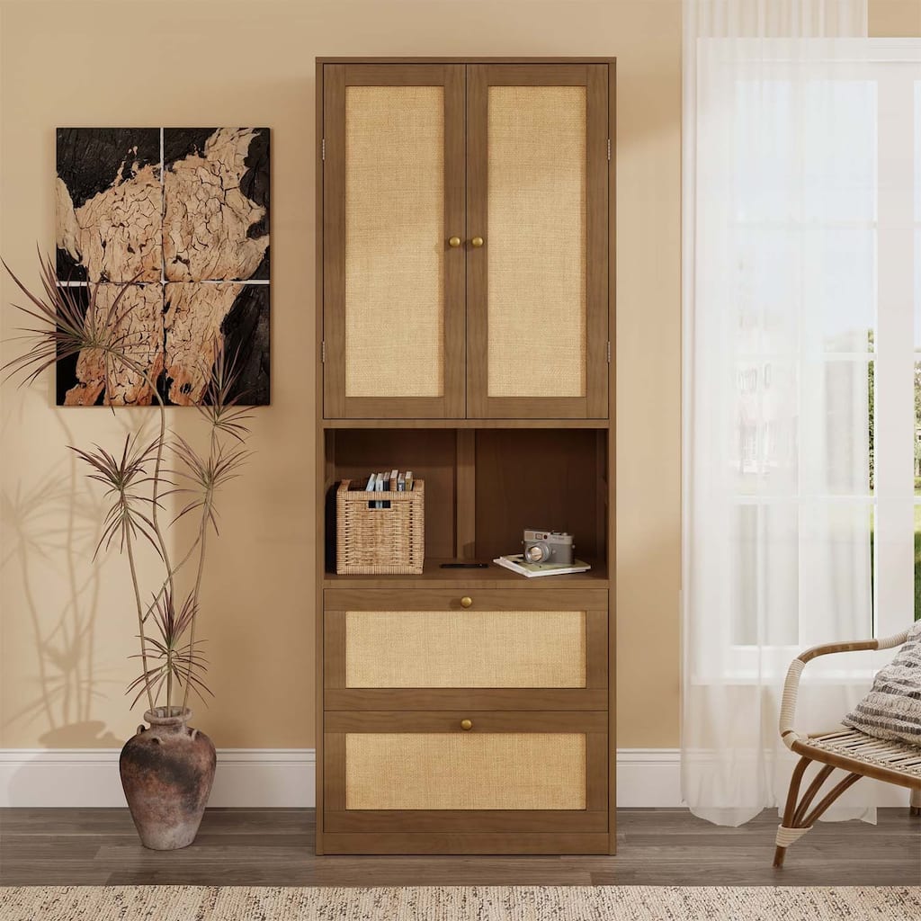 2 Doors Storage Cabinet with USB Port and 3 Drawers,Ideal for Modern Storage and Aesthetic Appeal