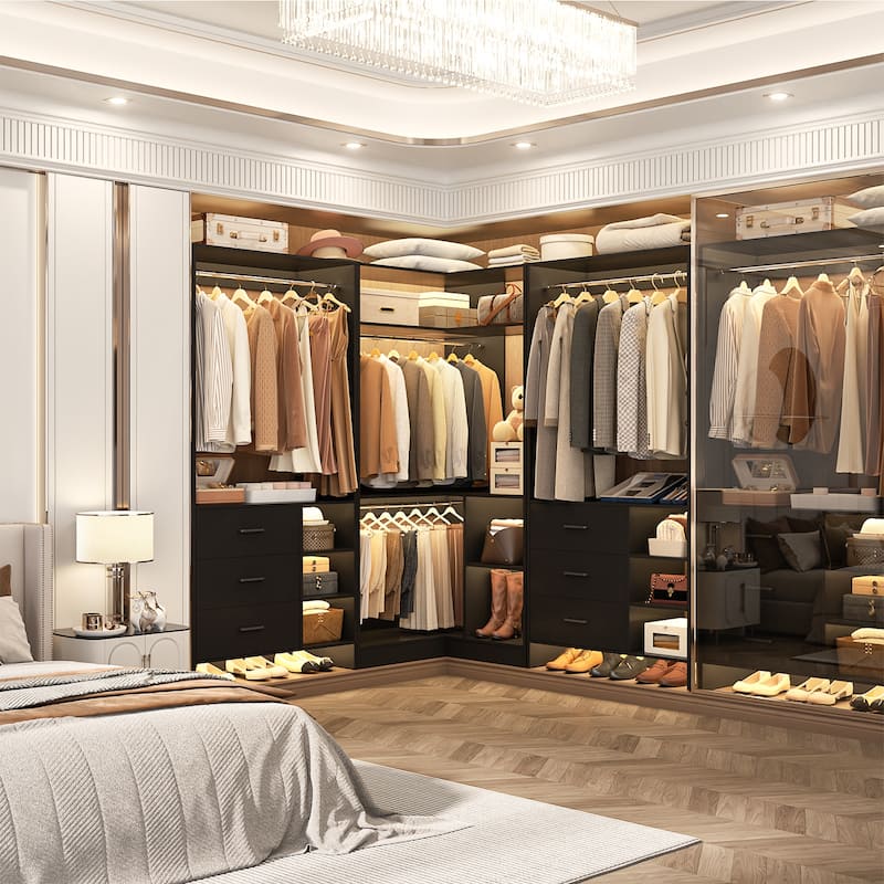 Cimly Set of 3 Freestanding Corner Closet System, Space-saving Closet Organizer for Walk-in/ Reach-in Closet