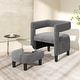 preview thumbnail 2 of 8, Costway Comfy Accent Armchair with Footrest Upholstered Velvet Barrel - See Details