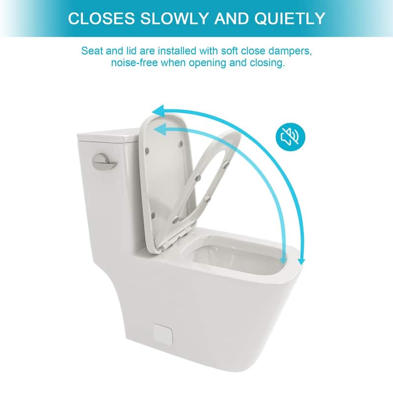 1-piece 1.28 GPF Single Flush Elongated Toilet in White Seat Included - 27" x 14" x 30"