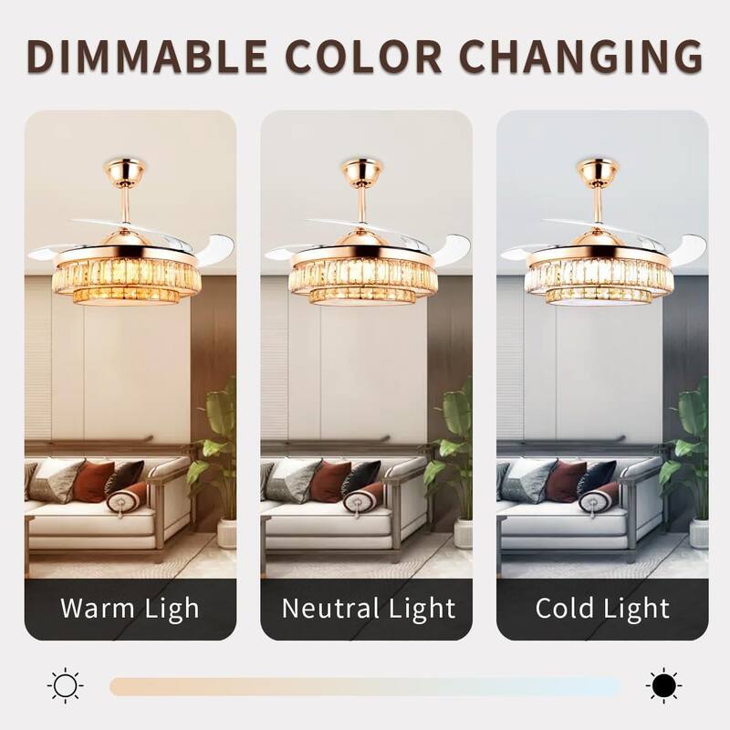 Urbanest 42 Inch Retractable Ceiling Fans with Lights, Modern LED Ceiling Fan Lights with Remote Control