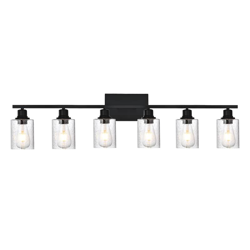 6-Light Wall Light Industrial Glass Wall Sconce, Bathroom Wall Light Seeded Lampshade Wall Lamps for Vanity Mirror Living Room