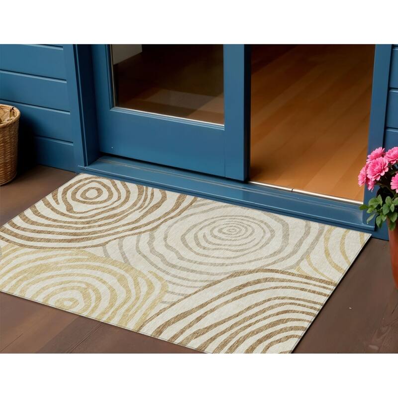 HomeRoots Abstract Transitional Rectangle Outdoor Rug - 3' x 5'
