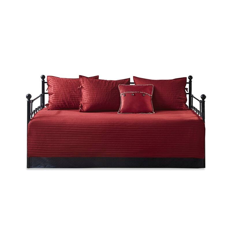 6 Piece Reversible Plaid Daybed Cover Set Red Daybed