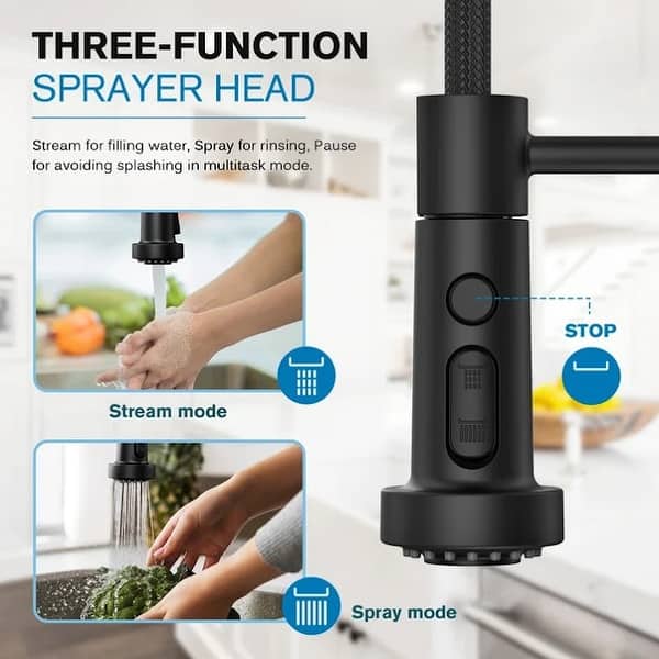 Clovis Goods Pull Down Kitchen Faucet (spring neck Matte black) Bed