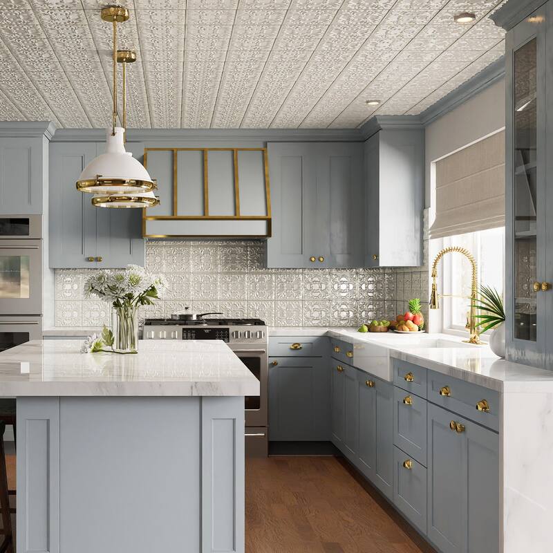 Merola Tile Victorian Tin Pearl 17-3/8" x 17-3/8" Porcelain Wall Tile