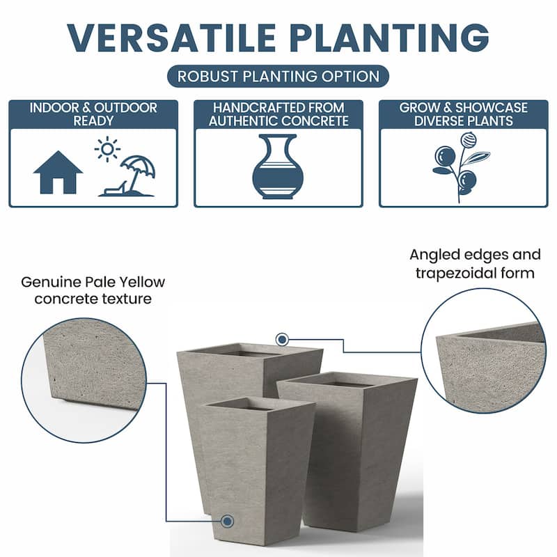Tall Concrete Rectangle Plant Boxes / Large Indoor and Outdoor Flower Planters