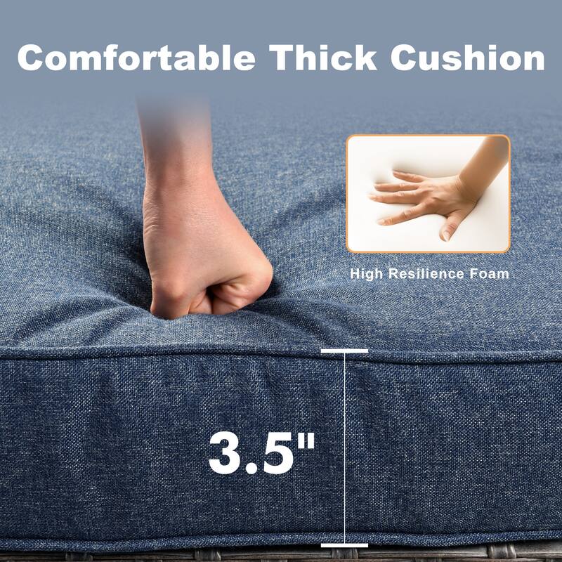 OVIOS 5 Piece Outdoor Wicker Loveseat Rocking Chair Set