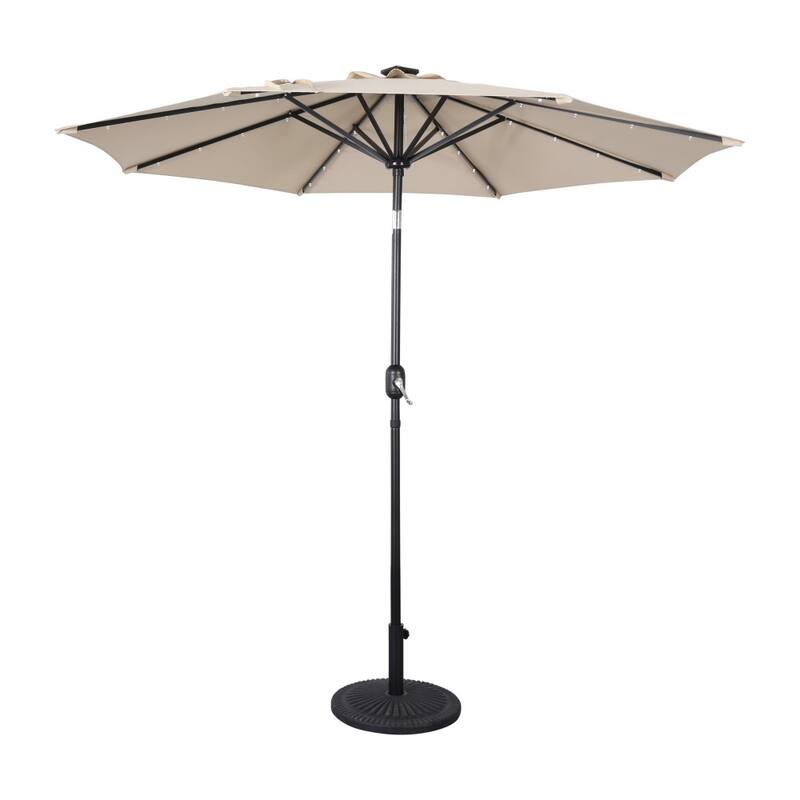 Commercial 9 FT Solar LED Light Umbrella with Crank and Tilt Functions