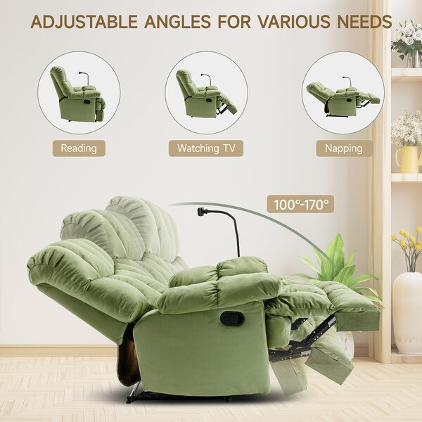 39.4 in. Big and Tall Dutch Velvet Stylish Manual Recliner for