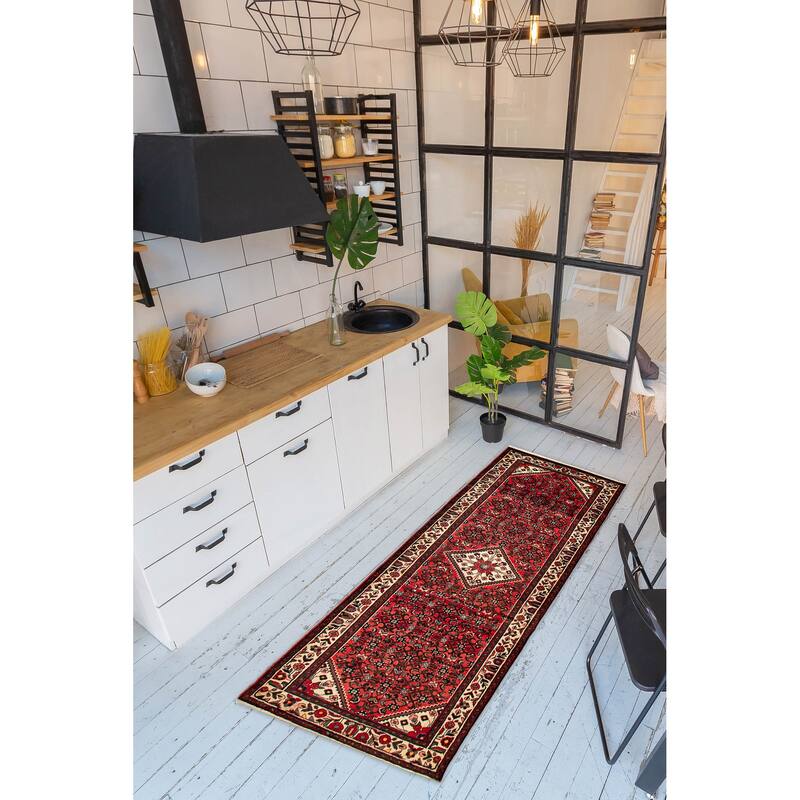 ECARPETGALLERY Hand-knotted Andelz Red Wool Rug - 3'8 x 10'3