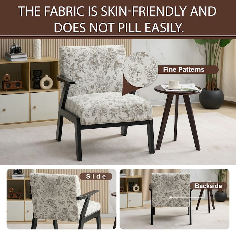 Upholstered Lounge Armchair, Ergonomic Single Sofa Chair, Reading Chair with Seat Cushion for Living Room, Study