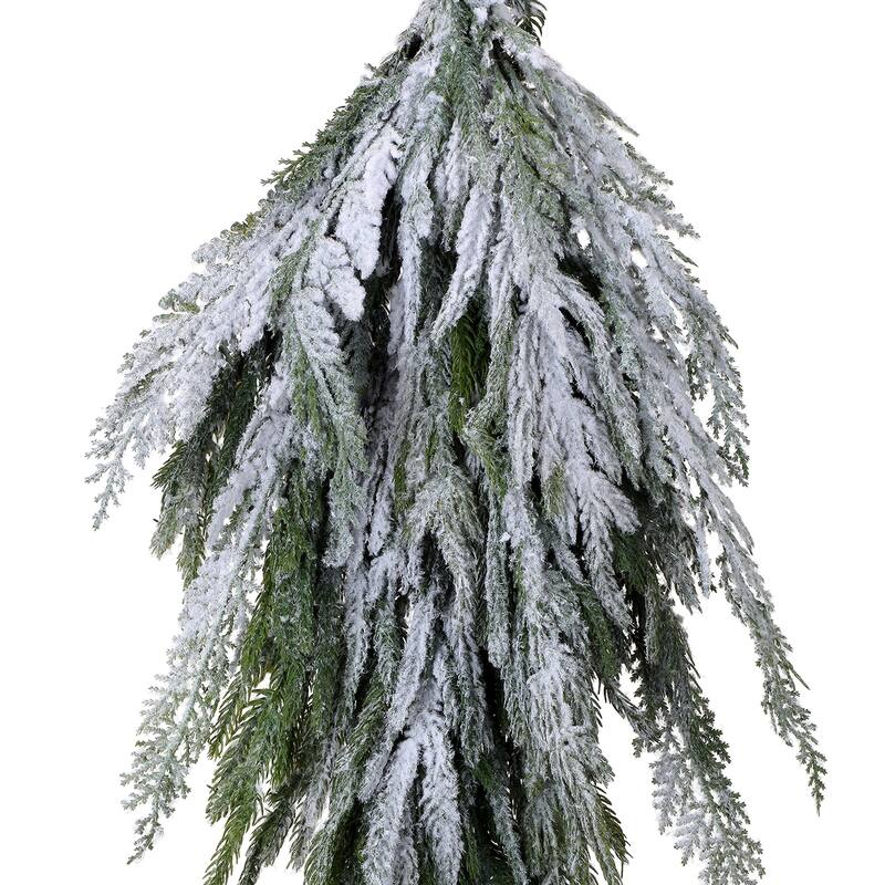 24" Flocked Norfolk Pine Artificial Christmas Teardrop Swag, Unlit