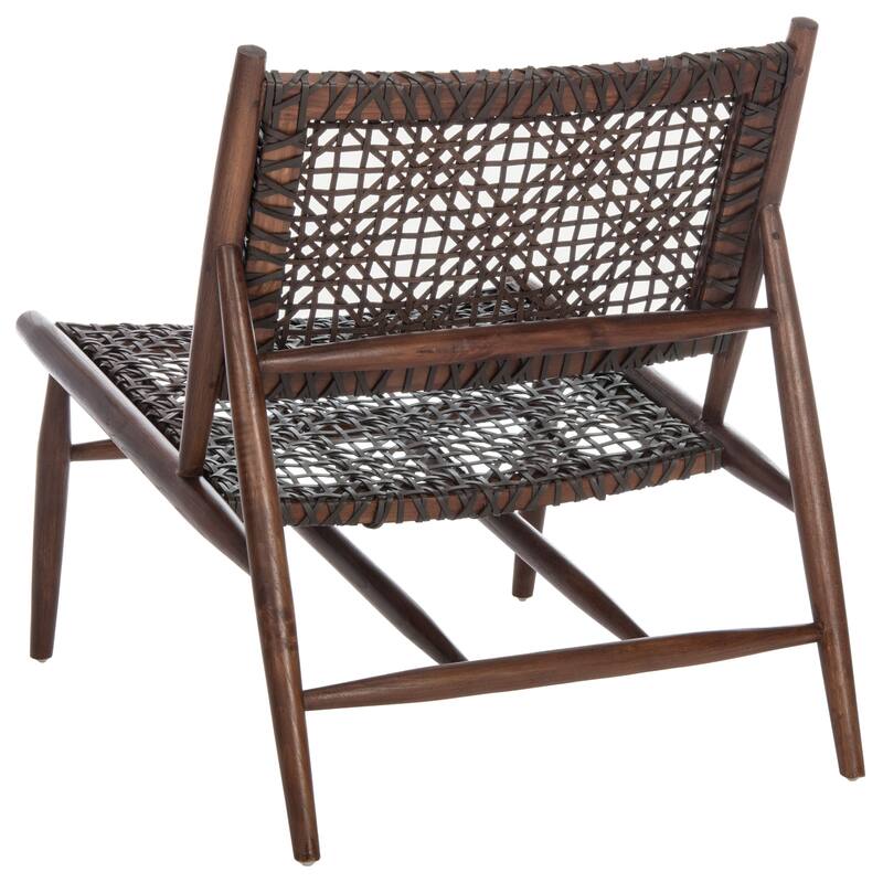 SAFAVIEH Bandelier Open Leather Weave Squared Accent Chair. - 26" W x 32" D x 31" H