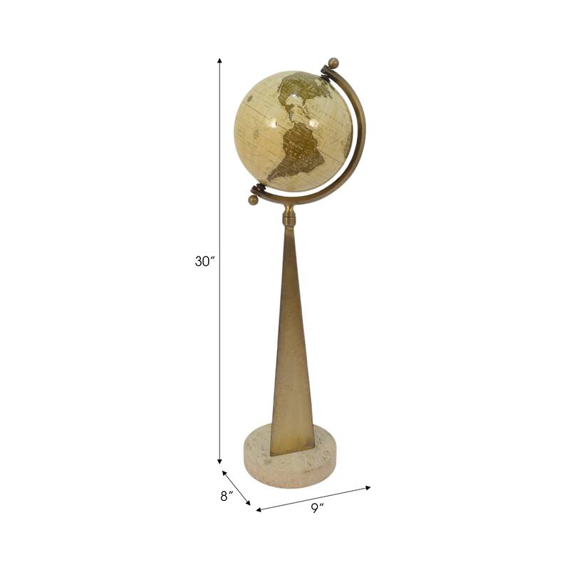 Decorative Tall Globe Statue with Sculpture Base - 30", Bronze - 30.0"