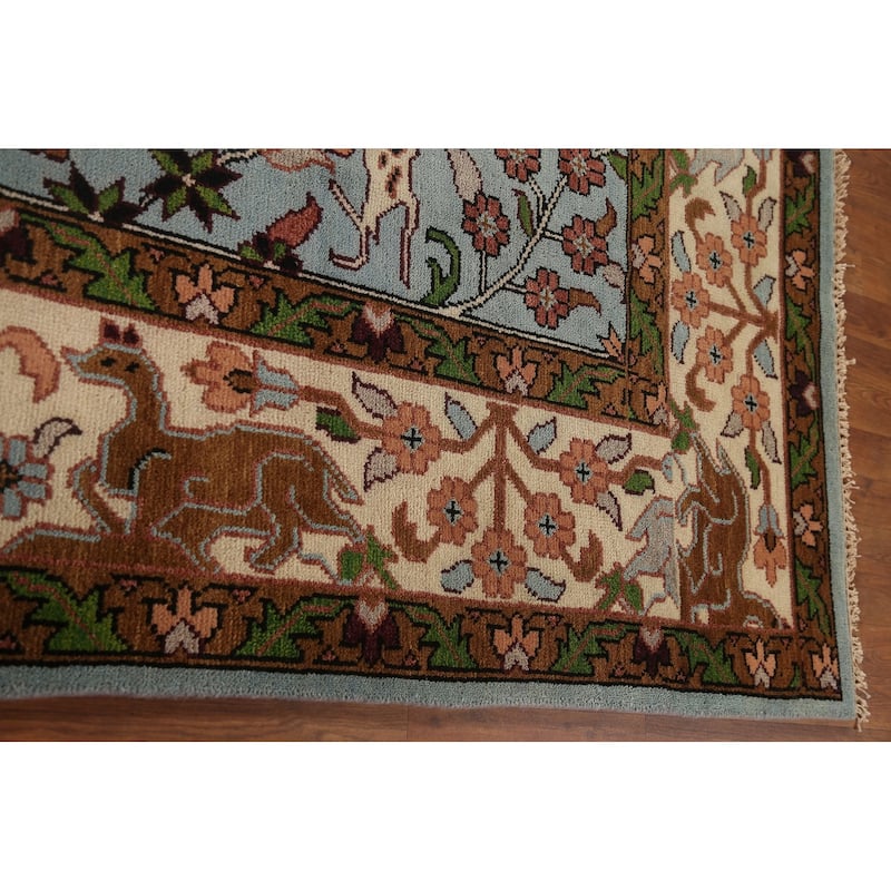 Animals Hunting Design Ziegler Rug Hand-Knotted Oriental Wool Carpet - 8'10"x 11'11"