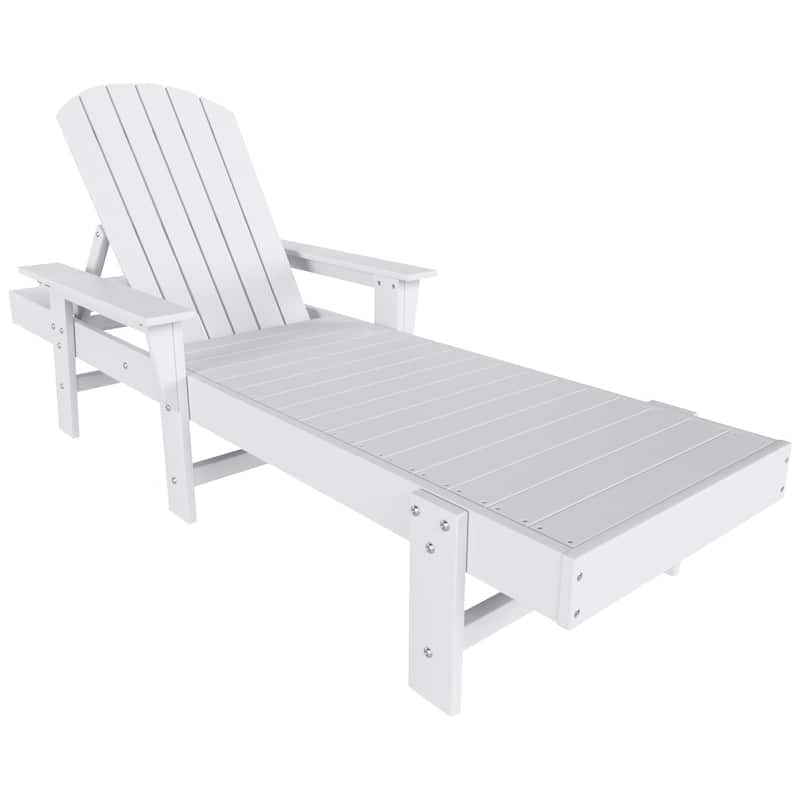 Altura Poly Eco-Friendly All Weather Reclining Chaise Lounge with Arms - White