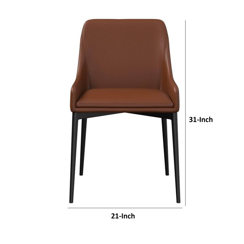 Black/Cognac Brown Faux Leather Upholstered Metal Frame Dining Chair, Set of 2, Sturdy Dining Chair for Dining Rooms - 19