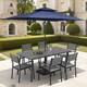 Option Grey Table with Navy Blue Umbrella