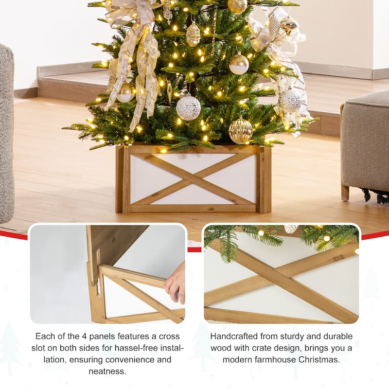 Glitzhome 24.5" or 27.5"L Solid Wooden X-shape Christmas Tree Collars