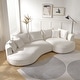 preview thumbnail 8 of 59, Contempory Curved L-Shaped Sectional Sofa with Chaise – Extra Wide White Upholstered Luxury Lounge