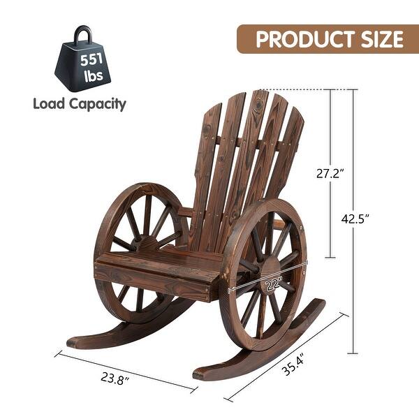 Kinsunny Outdoor Rustic Wood Rocking Chair, Set of 2 Lounge Rocker ...