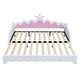 preview thumbnail 20 of 25, Modern Upholstered Princess Daybed wCrown Headboard & LED Lights, Twin to Size Extending Daybed Sofa Bed, Guest Bed