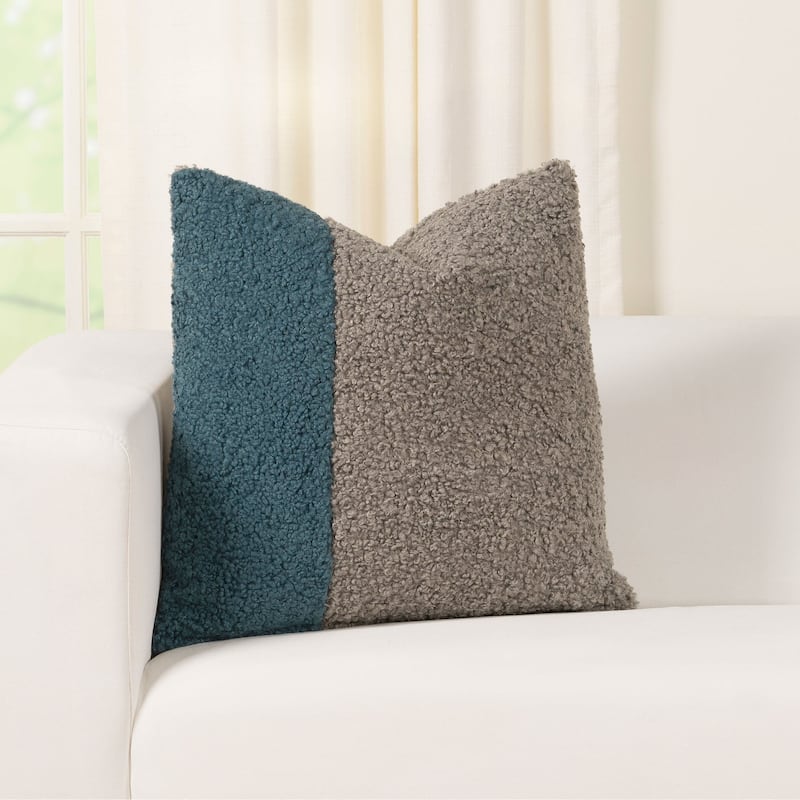 Tiffany Duet Patch Boucle Textured 20" Throw Pillow - Aegean
