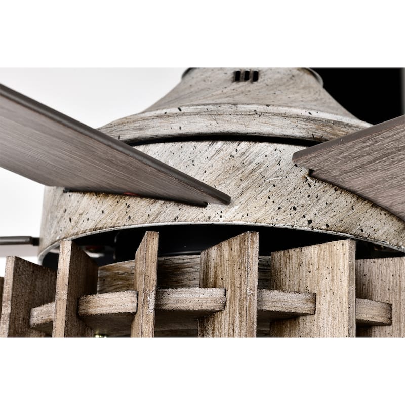 Olivia 52 Inch Distressed Wood Finish Ceiling Fan with Light