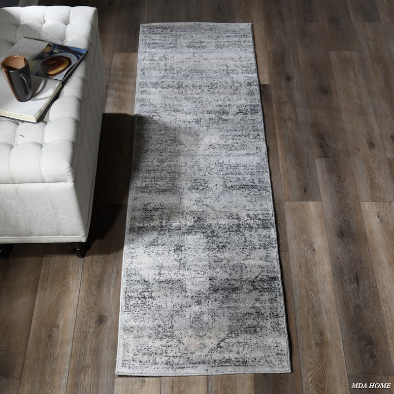 Angel Collection Faded Grey Abstract Area Rug