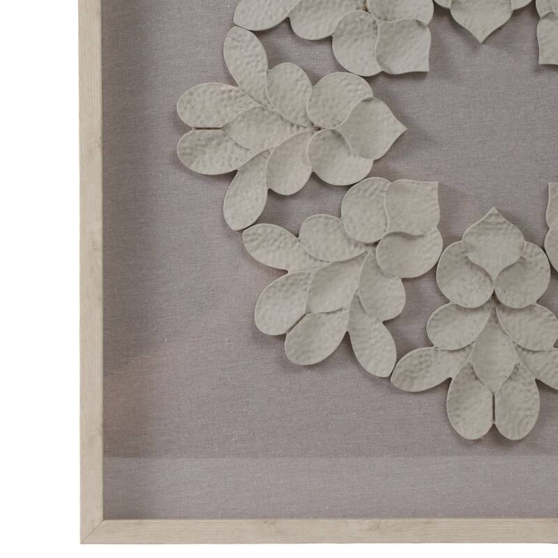 Resin Canvas Wall Art Decor Textured Leaf Pattern Design - 30" White