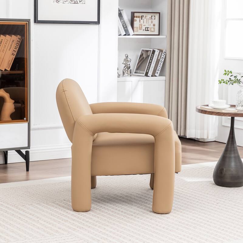 SEYNAR Modern PU Leather Accent Chair with Tubular Multifunctional Legs for Living Room